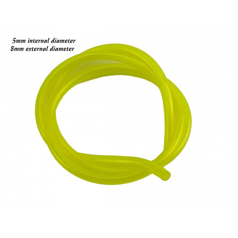 1M Yellow Fuel Pipe 5.0mm ID / 8.0mm OD Fits Various Strimmer Hedge Trimmer Lawnmowers & Chainsaw